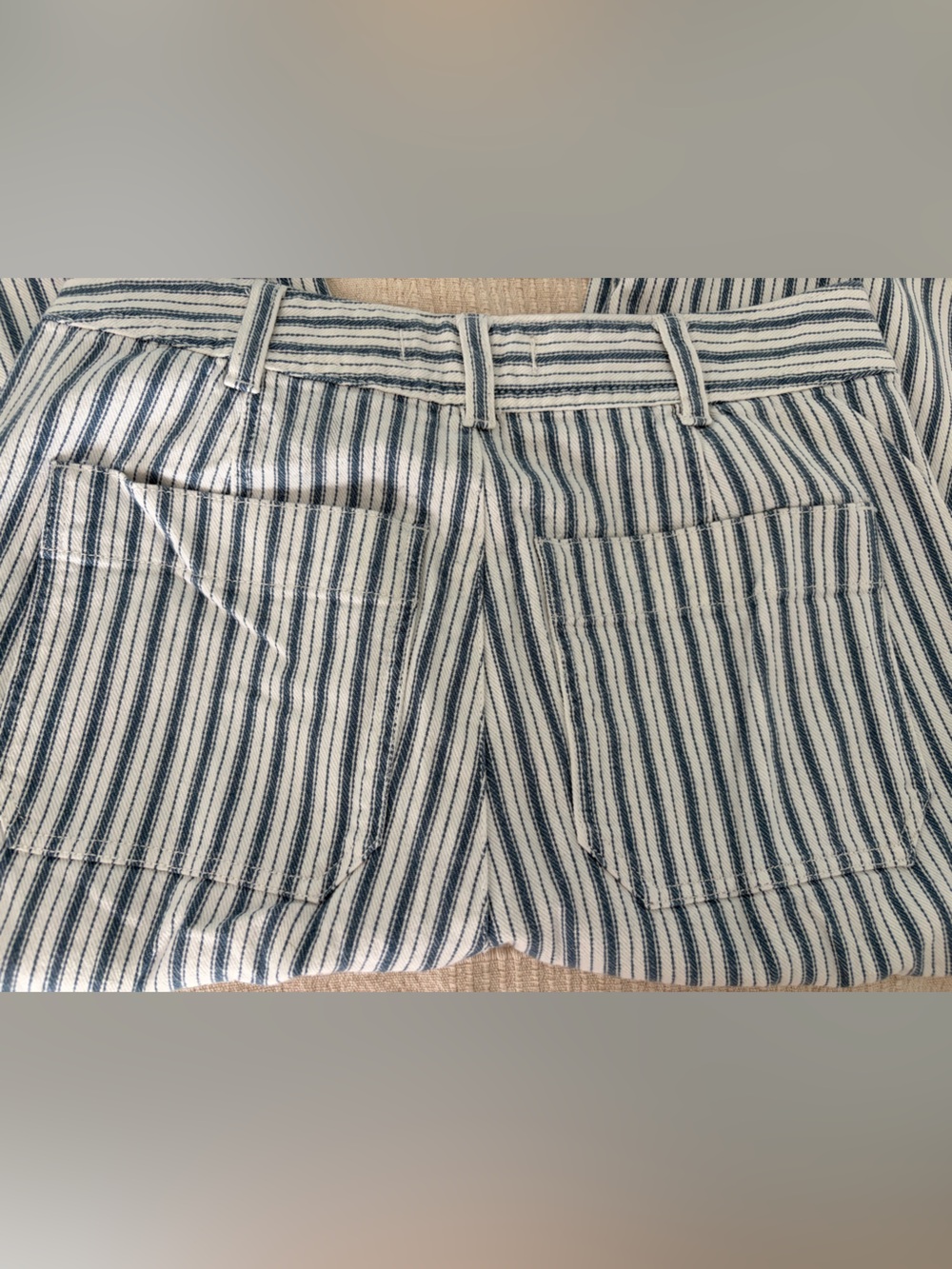 Madewell Blue White Striped Wide Leg Crop Pants Button Fly Women’s Size 27 - Picture 5 of 5